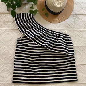 Jcrew one shoulder top in stripe